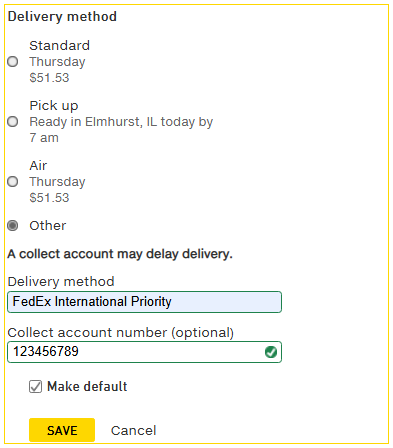 Choosing delivery method