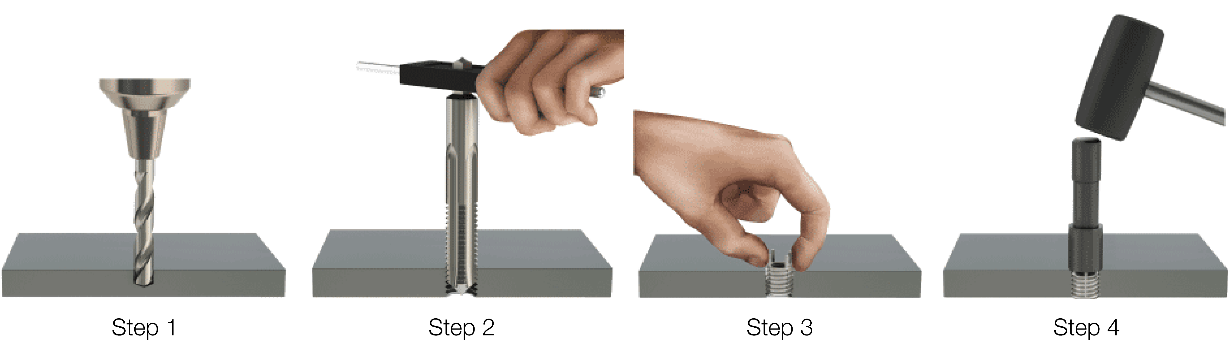 Step by step installation of key-locking-inserts