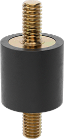 Image of Product. Bottom orientation. Vibration-Damping Sandwich Mount with Stud, Neoprene, 5/16"-18 x 5/8" Thread Length, 45 lbs. Capacity, 1" High.