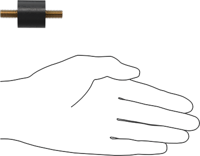 Image of Product. Side1 orientation. Contains SizingReference. Vibration-Damping Sandwich Mount with Stud, Neoprene, 5/16"-18 x 5/8" Thread Length, 45 lbs. Capacity, 1" High.