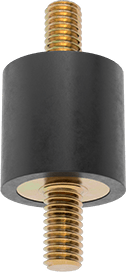 Image of Product. Bottom orientation. Vibration-Damping Sandwich Mount with Stud, Neoprene, 5/16"-18 x 5/8" Thread Length, 45 lbs. Capacity, 1" High.