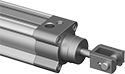 Image of ProductInUse. Front orientation. Air Cylinder Mounts. Enclosed-Body Load Responsive Cushion Air Cylinders, Rod-Clevis-with-Pin Actuator Connection.