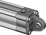 Image of ProductInUse. Front orientation. Air Cylinder Mounts. Enclosed-Body Load Responsive Cushion Air Cylinders, Pivot-Bracket Actuator Connection.