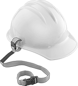 Image of ProductInUse. Front orientation. Hard Hat Lanyards.