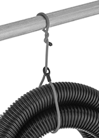 Image of ProductInUse. Twist Tie with Eye Shown Mounted. Front orientation. Twist Ties. Rubber-Covered Wire Core, Eye End, Capped End.