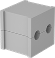 Image of Product. Insert for 2 Cords. Front orientation. Cable Entry Panels. Wraparound Cable Entry Panels, Inserts, Gray Rubber, For 2 Total Cords.