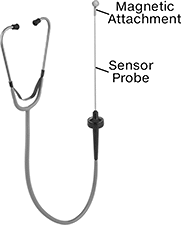 Image of Product. With 1 Probe and Magnetic Probe Attachment. Front orientation. Contains Annotated. Stethoscopes. Stethoscopes, 1 Number of Probes Included, Magnetic Probe Attachment.
