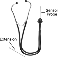 Image of Product. With 1 Probe and Probe Extension. Front orientation. Contains Annotated. Stethoscopes. Stethoscopes, 1 Number of Probes Included, 12" Probe Extension.