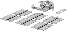 Image of Product. Front orientation. Door Installation Kits. Installation Kits for Double Doors with Locking Handles.