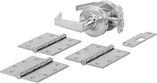 Image of Product. 3 Hinges Included. Front orientation. Door Installation Kits. Installation Kits for Single Doors with Nonlocking Handles, 3.
