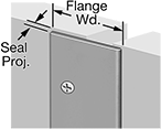 Image of ProductInUse. Steel and Stainless Steel Flat Weatherstripping Seal. Front orientation. Contains Annotated. Weatherstripping. Double-Door Weatherstripping, Flat Weatherstripping Seal, 2" Wide Flange.