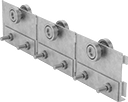 Image of Product. Front orientation. Door Tracks and Fittings. Curved Roller Tracks for&nbsp;Doors,&nbsp;Curtains,&nbsp;and Strip Doors, Hangers with Door Strip Mounting Studs.