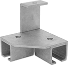 Image of Product. For 100 lb. Track Cap. Ceiling-Mount 90° Elbow Joint. Front orientation. Door Tracks and Fittings. Curved Roller Tracks for&nbsp;Doors,&nbsp;Curtains,&nbsp;and Strip Doors, Brackets, For 100 lb. Track Capacity, Ceiling Mount, 90° Elbow Joint.