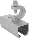Image of Product. For 100 lb. Track Cap. Beam-Mount Joint. Front orientation. Door Tracks and Fittings. Curved Roller Tracks for&nbsp;Doors,&nbsp;Curtains,&nbsp;and Strip Doors, Brackets, For 100 lb. Track Capacity, Beam Mount, U Joint.