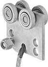 Image of Product. Front orientation. Door Tracks and Fittings. Curved Roller Tracks for&nbsp;Doors,&nbsp;Curtains,&nbsp;and Strip Doors, Pull Trolleys with Mounting Plate.