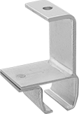 Image of Product. For 100 lb. Track Cap. Ceiling-Mount Suspended Support. Front orientation. Door Tracks and Fittings. Curved Roller Tracks for Doors, Curtains, and Strip Doors, Brackets, For 100 lb. Track Capacity, Ceiling Mount, Suspended Support.