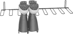 Image of ProductInUse. Front orientation. Drying Racks. Boot Drying Racks.