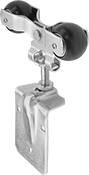 Image of Product. Front orientation. Door Tracks and Fittings. Dust-Resistant&nbsp;Roller Tracks for Doors, Hangers with Mounting Plate.