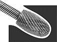 Image of ProductInUse. Side1 orientation. ZoomedIn view. Burs. Flexible-Shank Burs, Oval.