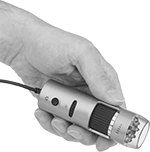 Image of ProductInUse. Front orientation. Microscopes. Compact Illuminated Video Microscopes, Handheld, Bench Top.