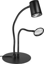 Image of Product. Front orientation. Magnifiers. Weighted-Base Gooseneck-Arm Workstation Magnifiers with Lamp.