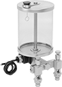 Image of Product. 2 Outlets. Front orientation. Oil Dispensers. Multiple-Outlet Electrically Operated Oil Dispensers with Flow-Adjustment Valves, 2 Oil Outlets—For 1/4" OD Oil Outlet Tubes.