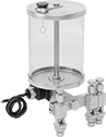 Image of Product. 3 Outlets. Front orientation. Oil Dispensers. Multiple-Outlet Electrically Operated Oil Dispensers with Flow-Adjustment Valves, 3 Oil Outlets—For 1/4" OD Oil Outlet Tubes.