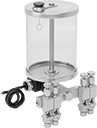 Image of Product. 4 Outlets. Front orientation. Oil Dispensers. Multiple-Outlet Electrically Operated Oil Dispensers with Flow-Adjustment Valves, 4 Oil Outlets—For 1/4" OD Oil Outlet Tubes.