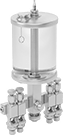 Image of Product. 4 Outlets. Front orientation. Oil Dispensers. Multiple-Outlet Oil Dispensers with Flow-Adjustment Valves, 4 Oil Outlets—For 1/4" OD Oil Outlet Tubes.