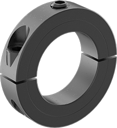Image of Product. Front orientation. Set Screw Two-Piece Shaft Collar, for 1-1/4" Shaft Diameter, Black-Oxide 1215 Carbon Steel.
