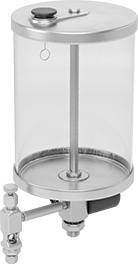 Image of Product. Front orientation. Electrically Operated Oil Dispenser, with Flow-Adjustment Valve, 64 oz. Capacity, 24V DC.