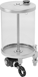 Image of Product. Back orientation. Electrically Operated Oil Dispenser, with Flow-Adjustment Valve, 64 oz. Capacity, 24V DC.