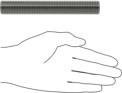 Image of Product. Side1 orientation. Contains SizingReference. Class 10.9 High-Strength Steel Threaded Rod, M22 x 2.5 mm Thread Size, 150 mm Long.