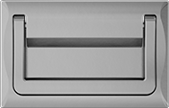 Image of Product. 316 Stainless Steel. Front orientation. Pull Handles and Knobs. Threaded-Hole-Mount Recessed Folding Pull Handles with Mounting Plate, Rectangular Grip with Spring-Loaded Hinge, 316 Stainless Steel.