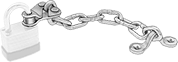 Image of ProductInUse. Front orientation. Padlock Hanging Chains. Padlock Hanging Chains.