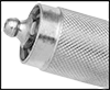 Image of Specification. Spring Collar Shown Retracted. Front orientation. ZoomedIn view. Contains Border. Spring Collar. Rigid Grease-Dispensing Tip Extensions.