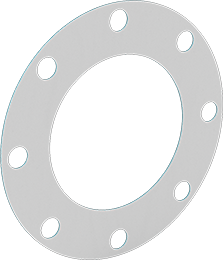 Image of Product. Back orientation. Oil-Resistant Aramid/Buna-N Adhesive-Back Gasket, with Bolt Holes, for 6 Pipe Size, ANSI Class 150.