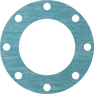Image of Product. Front orientation. Oil-Resistant Aramid/Buna-N Adhesive-Back Gasket, with Bolt Holes, for 6 Pipe Size, ANSI Class 150.