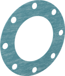 Image of Product. Front orientation. Oil-Resistant Aramid/Buna-N Adhesive-Back Gasket, with Bolt Holes, for 6 Pipe Size, ANSI Class 150.