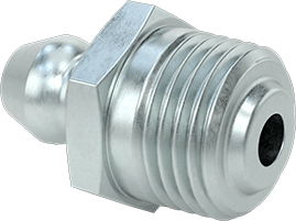 Image of Product. Back orientation. Zinc-Plated Steel Grease Fitting, Straight, 1/8 PTF-SAE Male, 11/16" Overall Height.