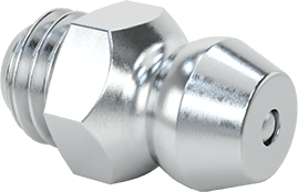 Image of Product. Front orientation. Zinc-Plated Steel Grease Fitting, Straight, 1/4"-28 UNF Male, 33/64" Overall Height.