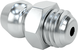 Image of Product. Back orientation. Zinc-Plated Steel Grease Fitting, Straight, 1/4"-28 UNF Male, 33/64" Overall Height.