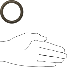 Image of Product. Side1 orientation. Contains SizingReference. Metal-Detectable Gasket, for Quick-Clamp Fittings, PTFE, for 2" Tube OD.