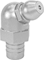 Image of Product. Front orientation. Grease Fittings. Grease Fittings for Unthreaded Holes, 65° Elbow with Serrated Shank.