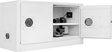 Image of ProductInUse. Front orientation. Safety Cabinets. Tabletop Lithium-Ion Battery Charging Safety Cabinets.