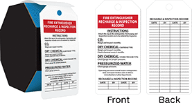 Image of Product. Front orientation. Contains Annotated, MultipleImages. Fire Extinguisher Recharge & Reinspection Record. Inspection Record Tags, Roll.
