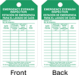 Image of Product. Front orientation. Contains Annotated. Tags. Inspection Record Tags, Emergency Eyewash Inspection/Estación De Emergencia Para El Lavado De Ojos.