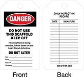 Image of Product. Cable Tie Tag Holder. Front orientation. Contains Annotated, MultipleImages. Danger—Do Not Use This Scaffold Keep Off. Inspection Record Tags, 3/8" Diameter Hole.