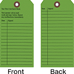Image of Product. Front orientation. Contains Annotated, MultipleImages. Tags. Inspection Record Tags, Test This Unit Each Week—Date—Signed.