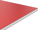 Image of Specification. Front orientation. Red. Color-Contrasting Engravable HDPE Sheets, White Core, Opaque.